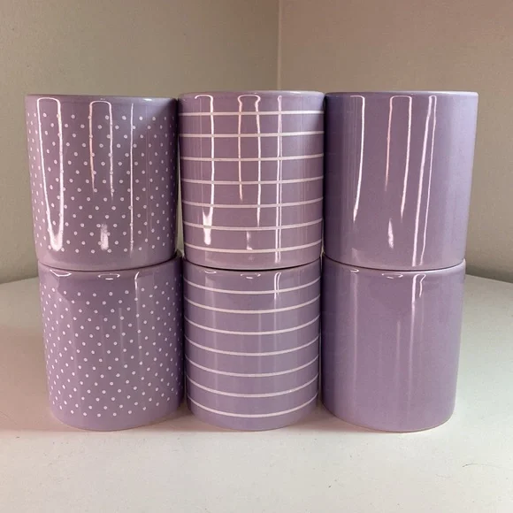 Vintage Grindley England Porcelain Lavender Coffee Mug Set of Six
